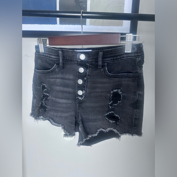 Abercrombie & Fitch High Rise Denim Shorts Shortie Jean Shorts Girls 15/16 (XL) - Picture 1 of 16